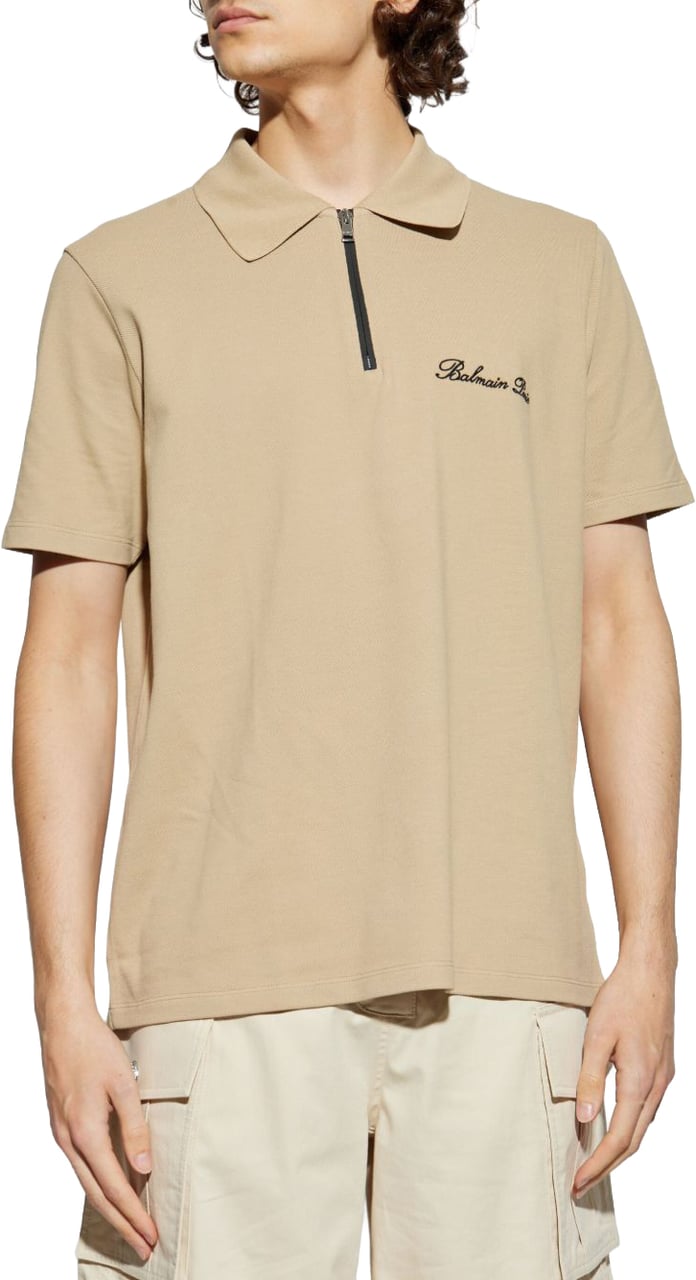 Balmain Short-Sleeved Beige Polo Neutraal