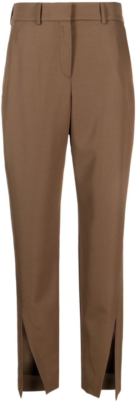 Balmain Tobacco Brown Slit-Detail Tapered Trousers Bruin