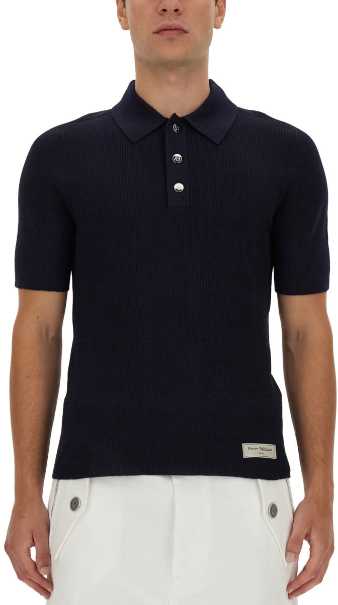 Balmain POLO WITH LOGO PATCH Blauw