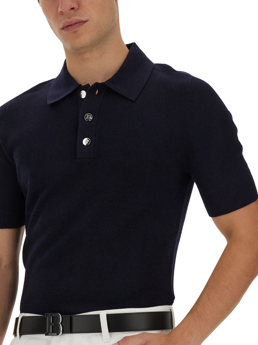 Balmain POLO WITH LOGO PATCH Blauw