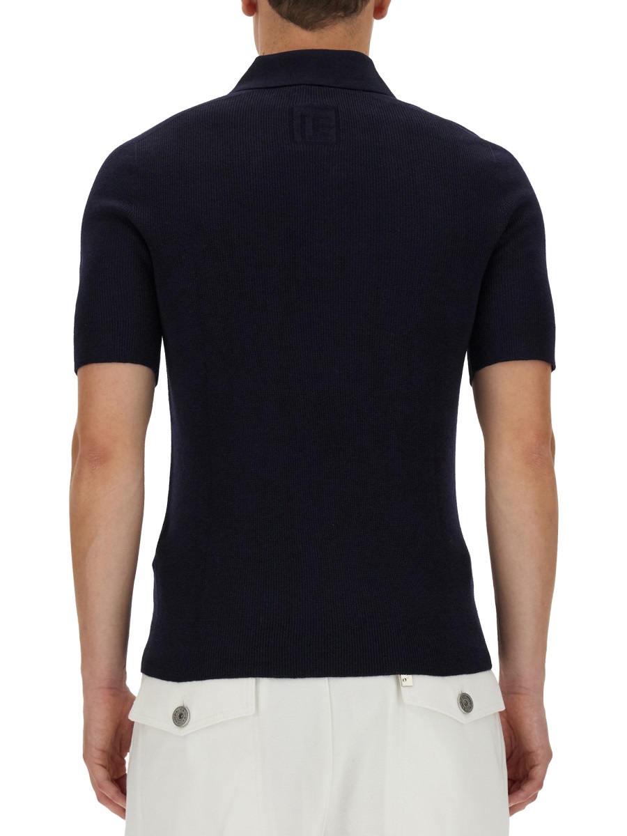 Balmain POLO WITH LOGO PATCH Blauw