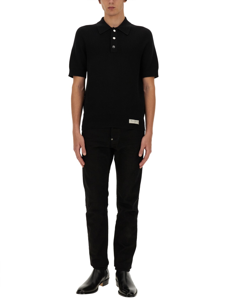 Balmain MERINO WOOL POLO SHIRT Zwart