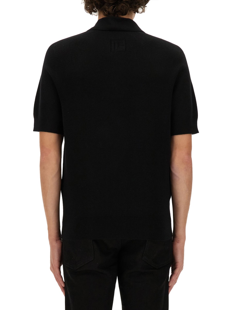 Balmain MERINO WOOL POLO SHIRT Zwart
