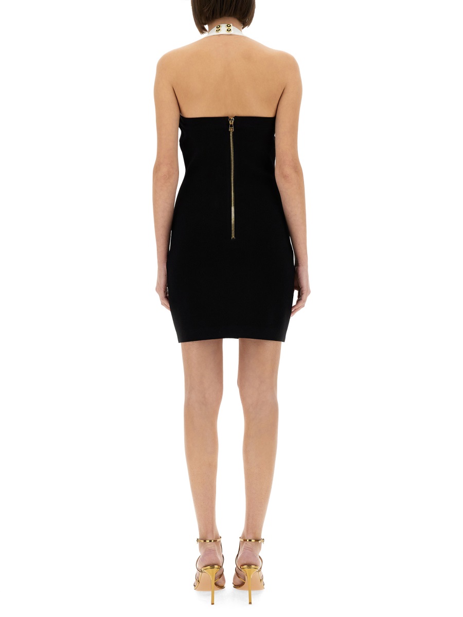 Balmain TWO-TONE DRESS WITH OPEN BACK Zwart