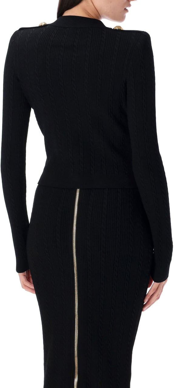 Balmain V Neck Buttoned Cardigan Nero Zwart