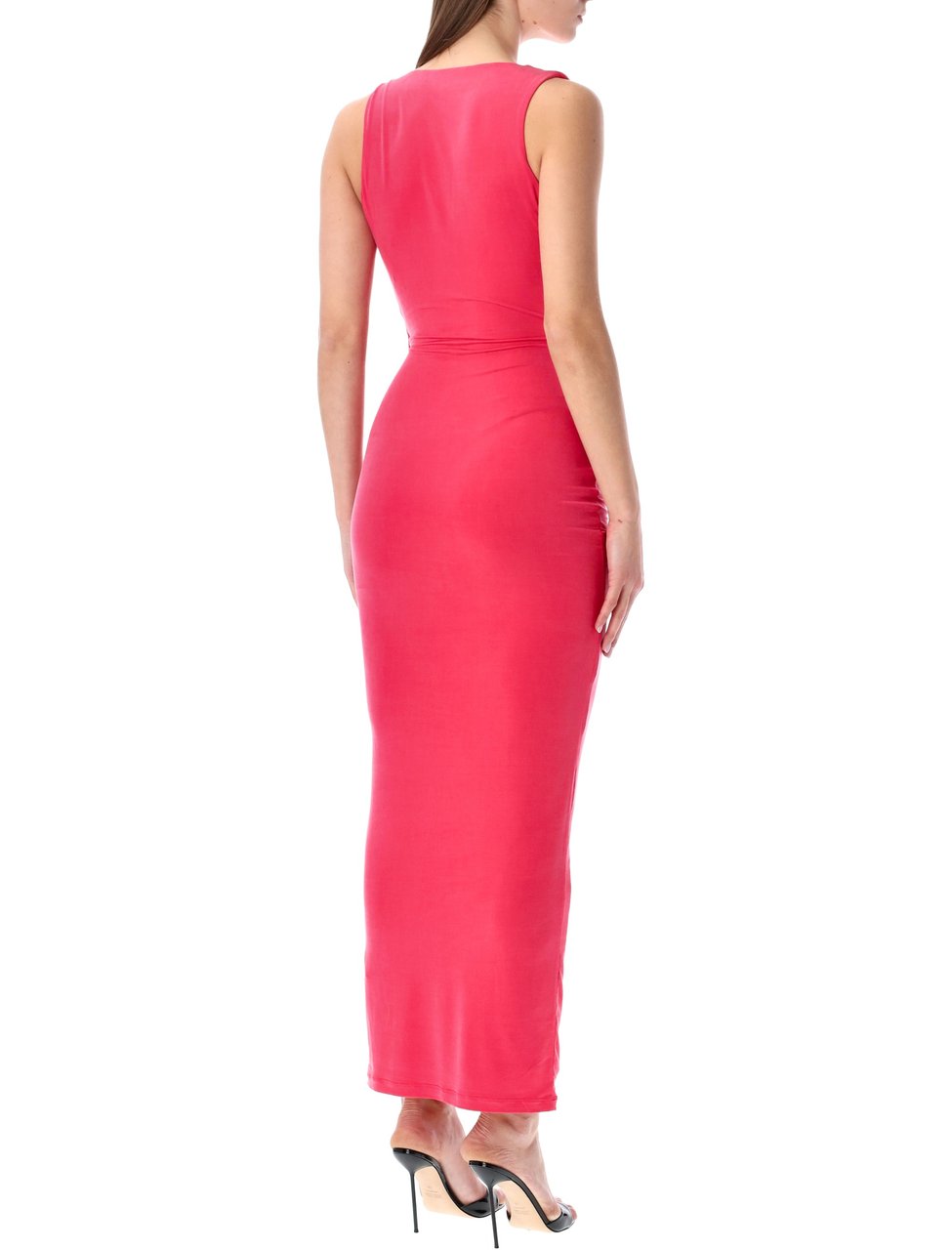 Balmain Draped Long Dress Fucsia Roze