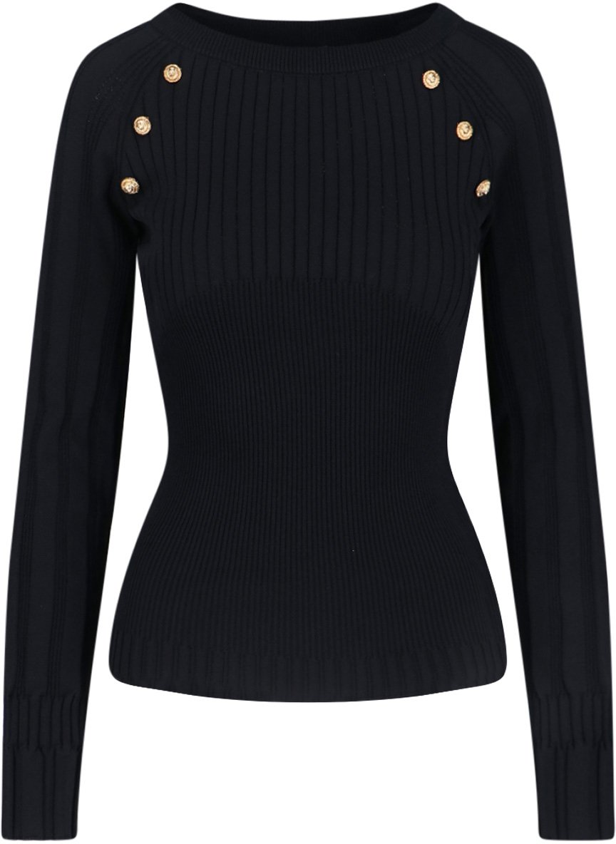 Balmain Buttoned Sweater – Black Zwart