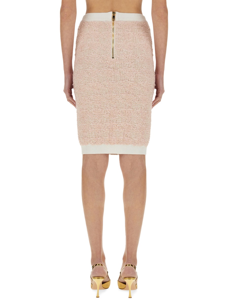 Balmain TWEED MIDI SKIRT Roze