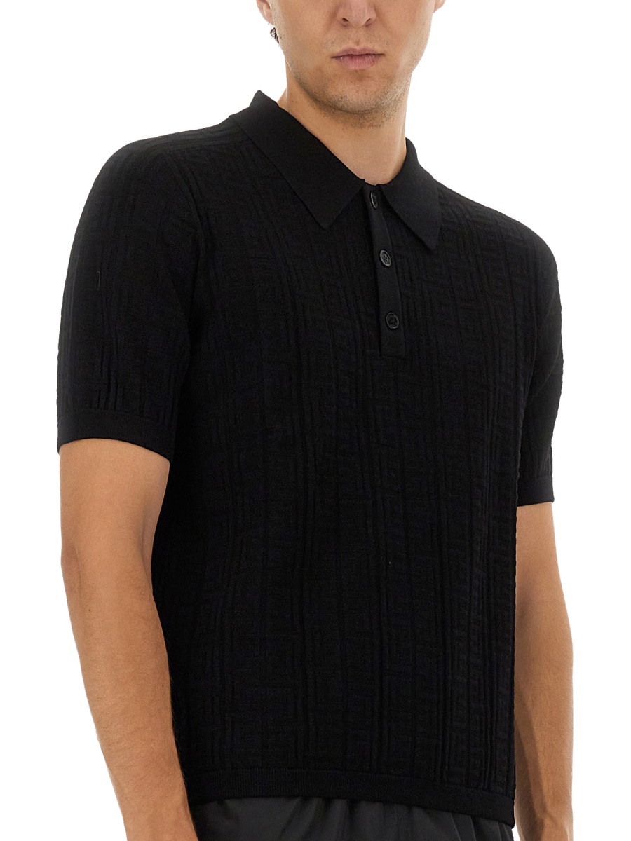 Balmain KNITTED POLO. Zwart