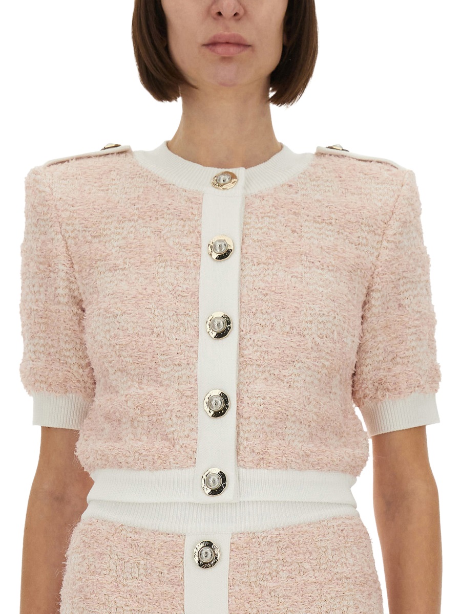 Balmain TWEED CARDIGAN Roze