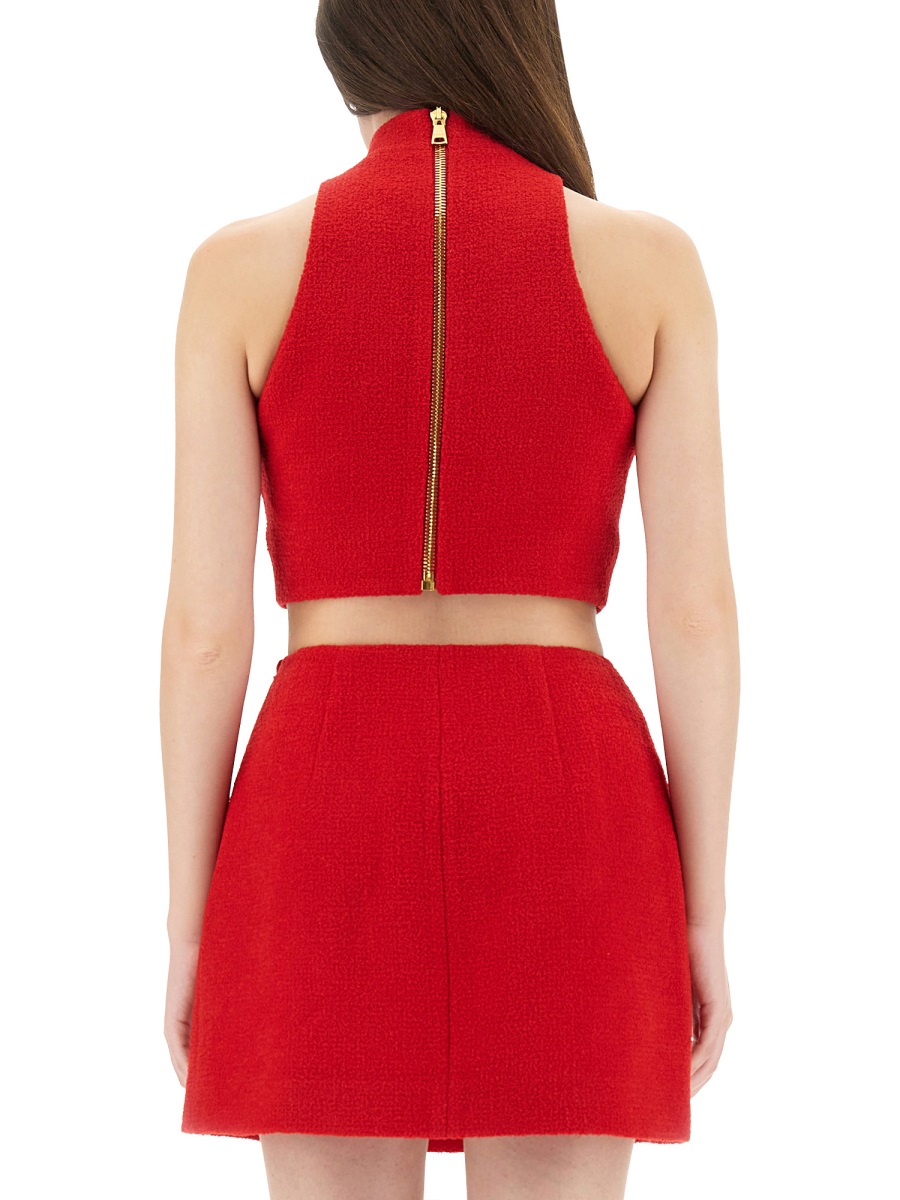 Balmain WOOL CROP TOP Rood