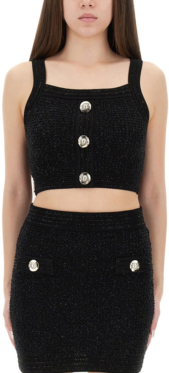 Balmain TWEED CROP TOP Zwart