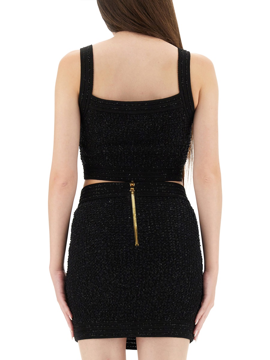 Balmain TWEED CROP TOP Zwart