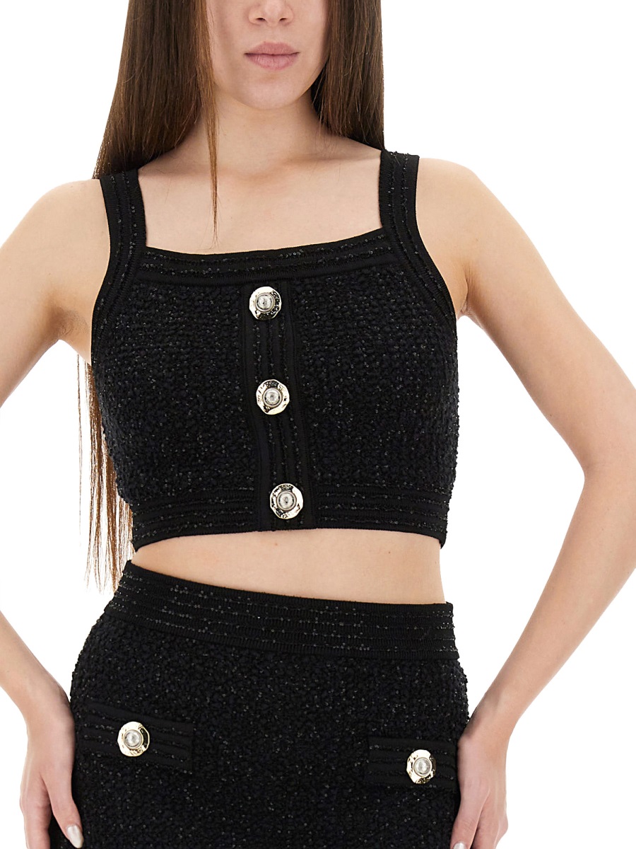 Balmain TWEED CROP TOP Zwart