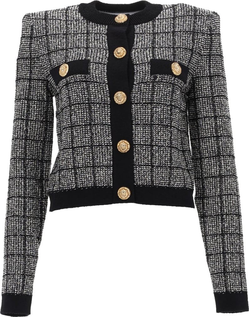Balmain CARDIGAN WITH JEWEL BUTTONS Zwart