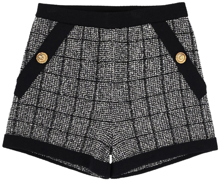 Balmain SHORTS IN TWEED DI COTONE Zwart