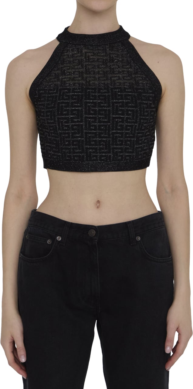 Balmain PB Labyrinth knit top Zwart