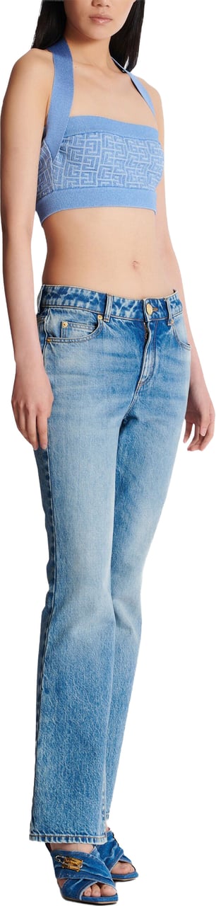 Balmain Blue Bra Top PB Monogram Top Blauw