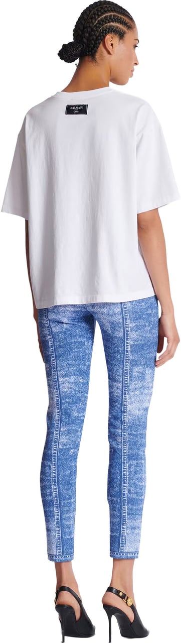 Balmain White T-Shirt Graphic Lip Cotton T-Shirt Wit