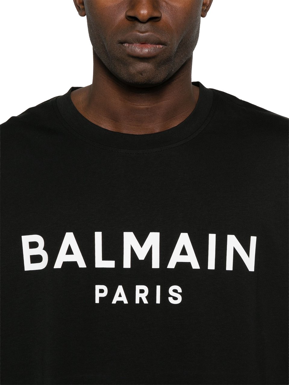 Balmain Black T-Shirt Organic Cotton Logo T-Shirt Zwart