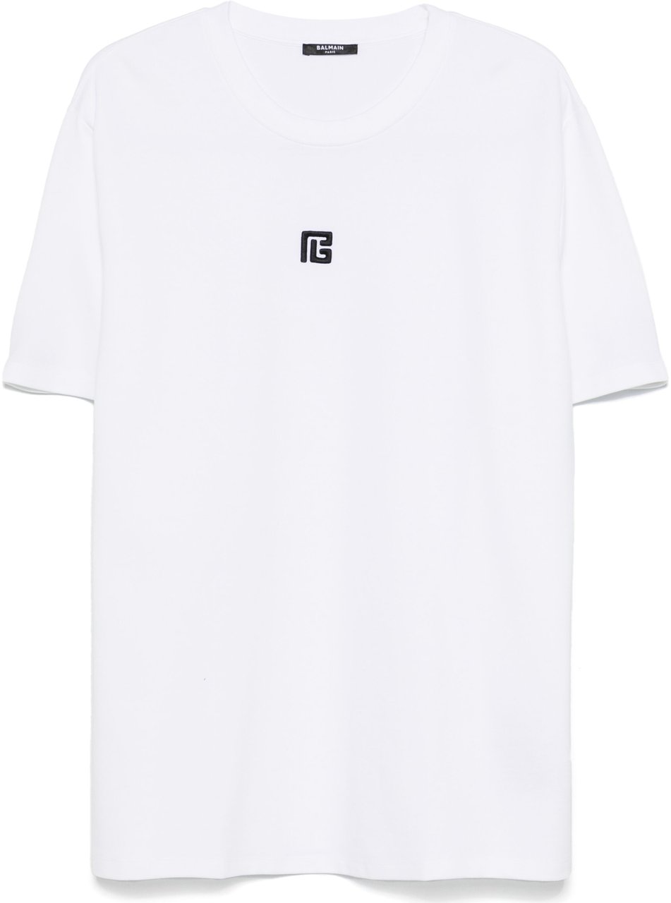 Balmain White T-Shirt Regular Fit PB T-Shirt Wit