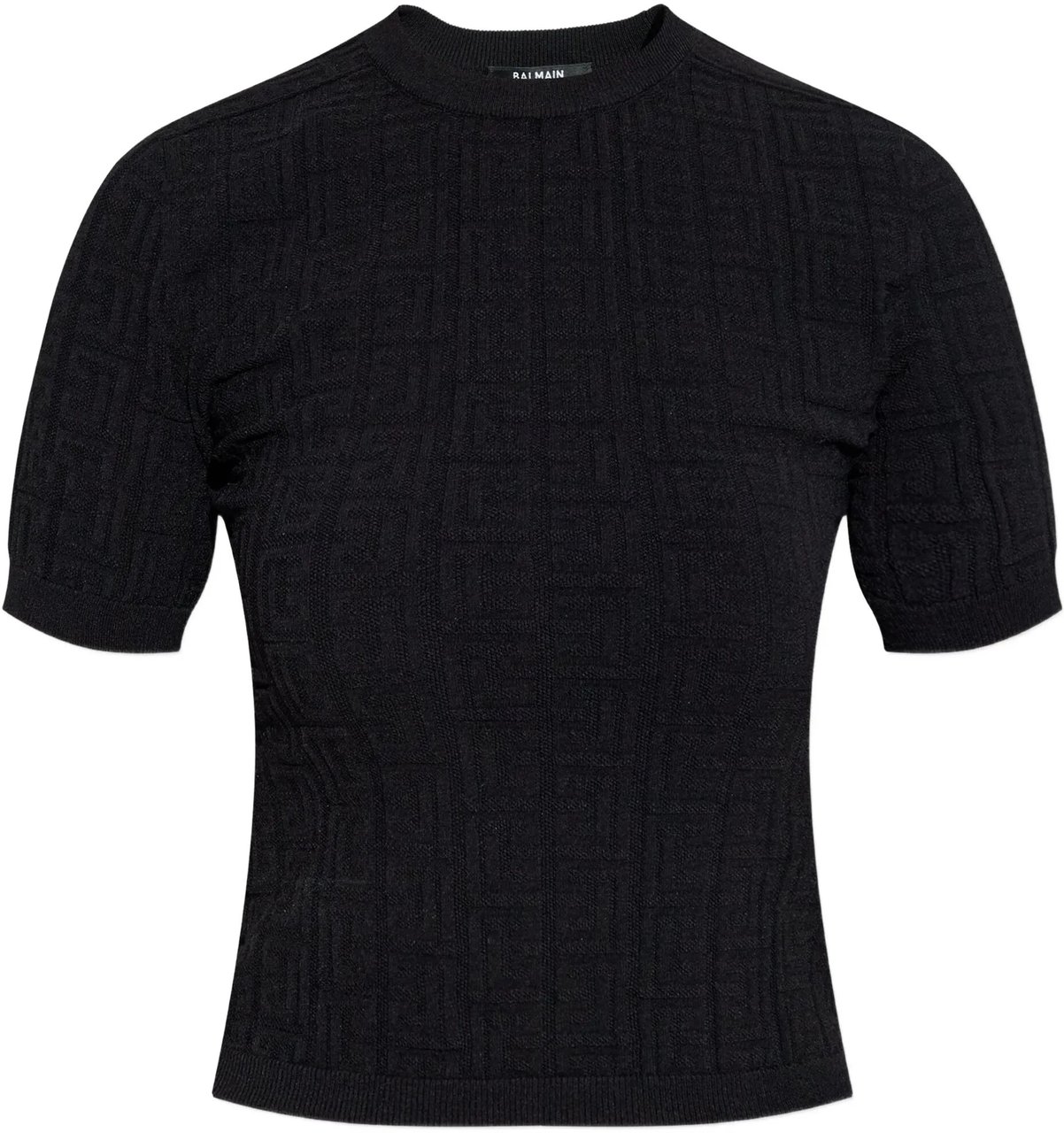 Balmain Black Classic Ss Cropped Fitted Top Zwart