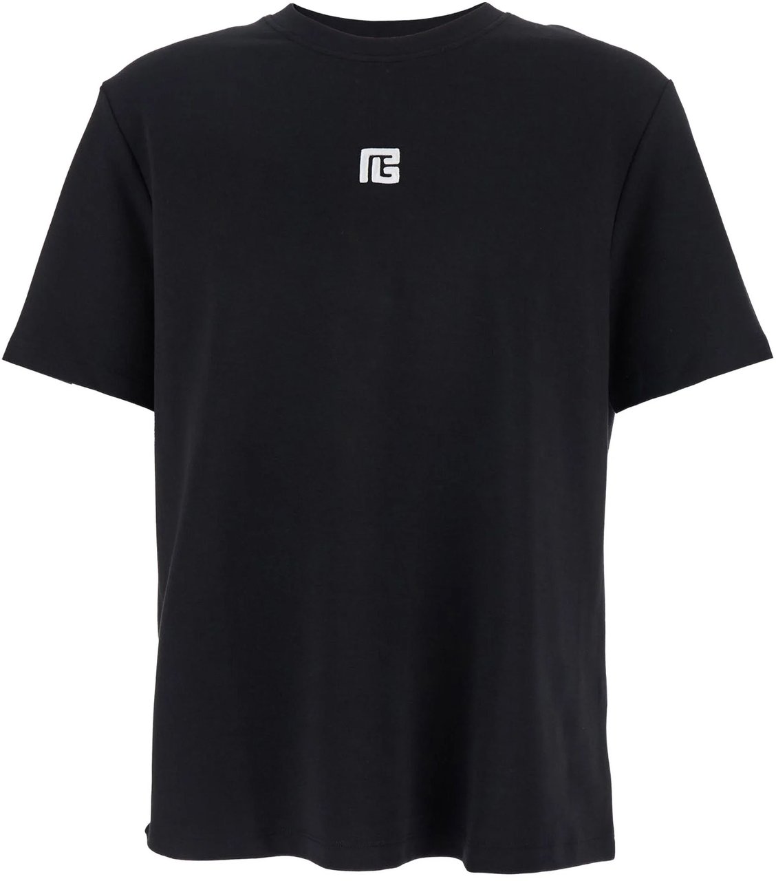 Balmain Black Loose Ss Boxy Cotton T-Shirt Zwart