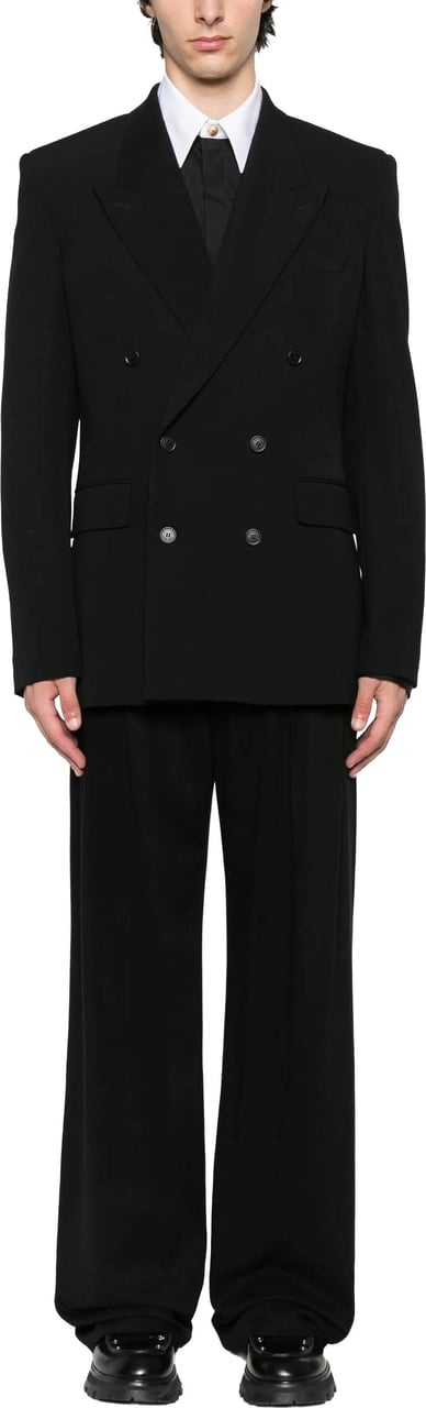 Balmain Black Ls Shirt White Collar Shirt Zwart