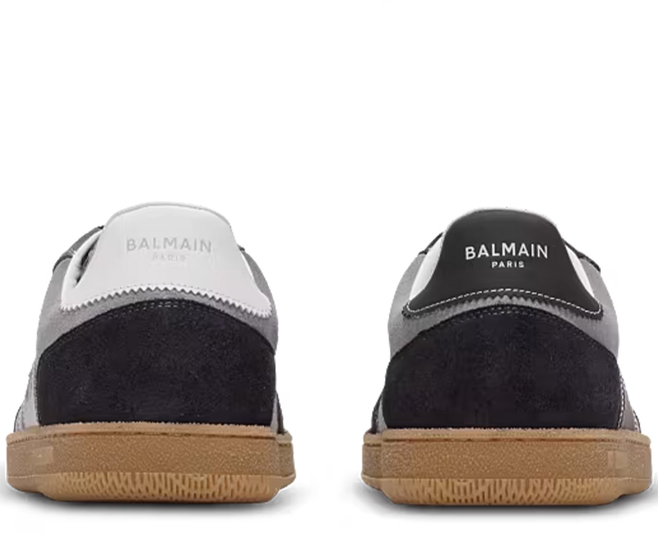 Balmain Grey Low Top Suede Panel Sneakers Grijs
