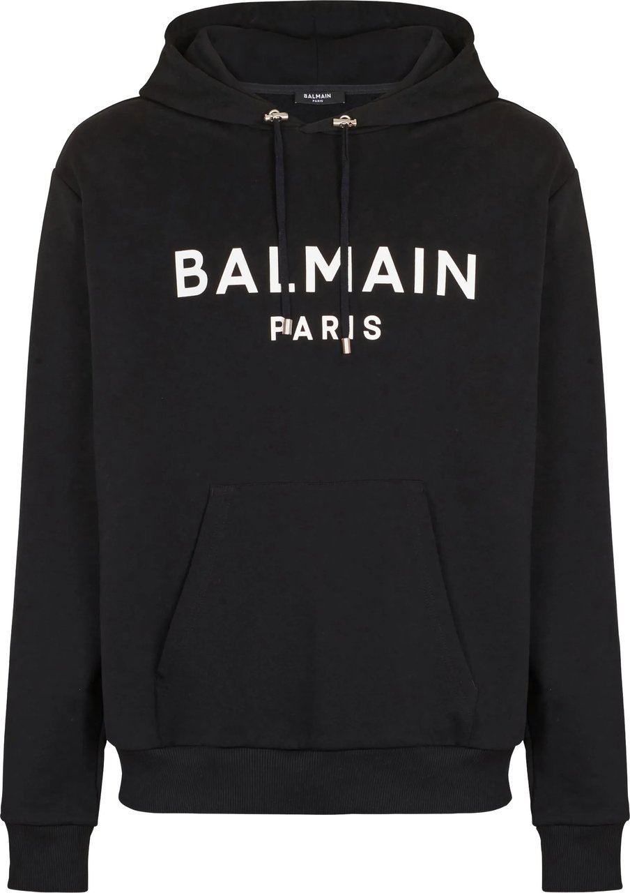 Balmain Black Classic Ls Cotton Hoodie Zwart