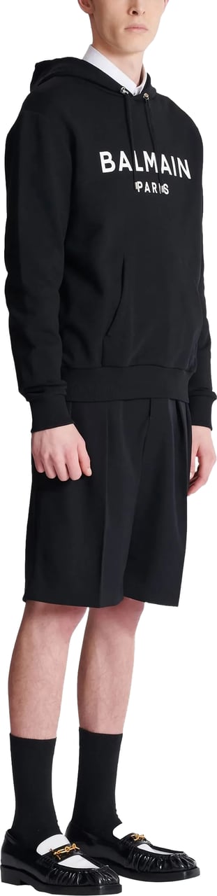 Balmain Black Classic Ls Cotton Hoodie Zwart