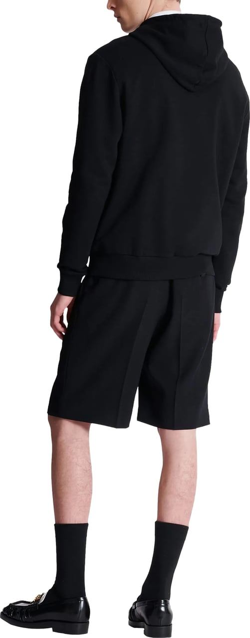 Balmain Black Classic Ls Cotton Hoodie Zwart
