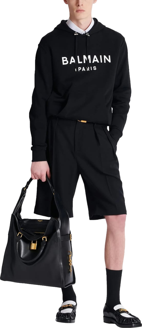Balmain Black Classic Ls Cotton Hoodie Zwart