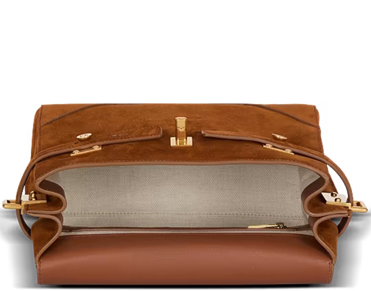 Balmain Medium Structured Suede Handbag Leather Accents Oranje