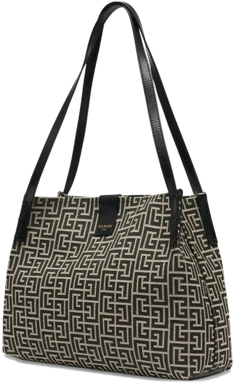 Balmain Medium Structured Geometric Maze Design Tote Grijs