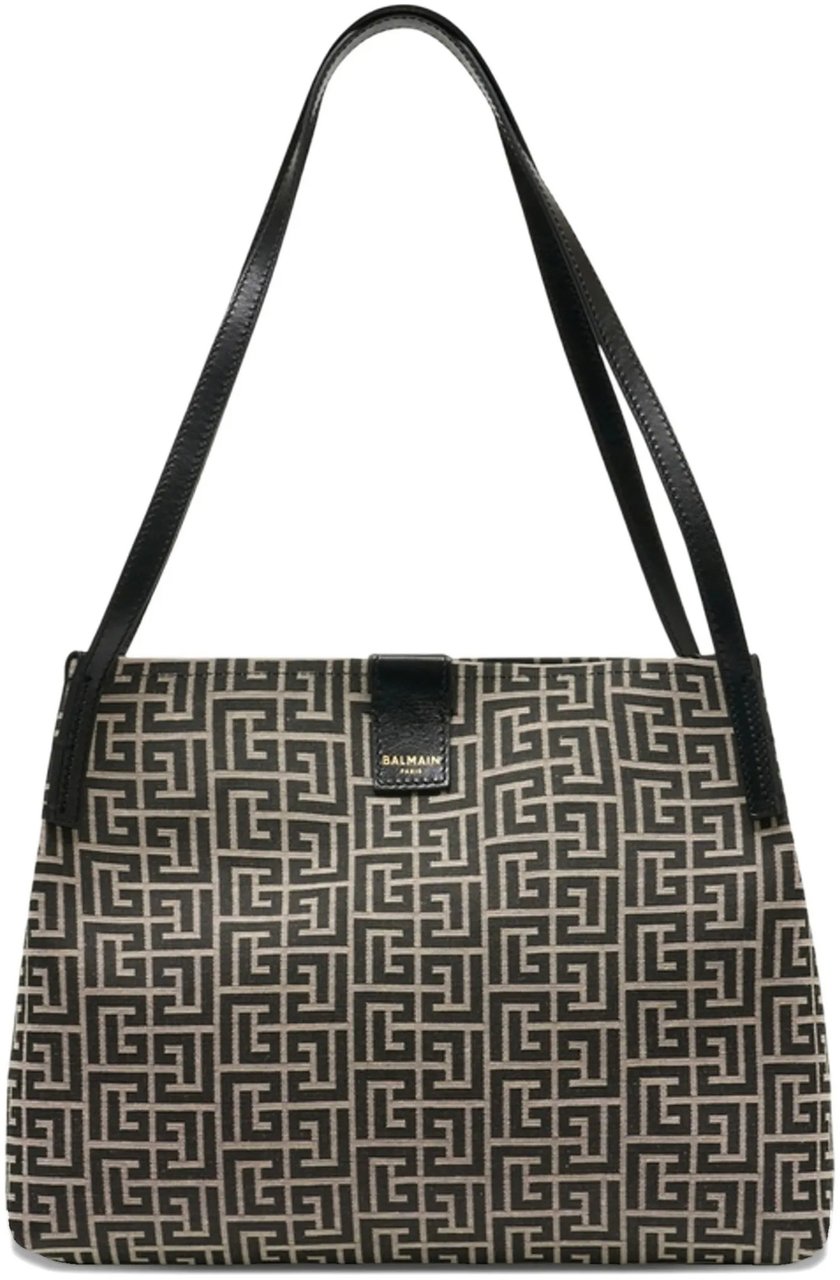 Balmain Medium Structured Geometric Maze Design Tote Grijs