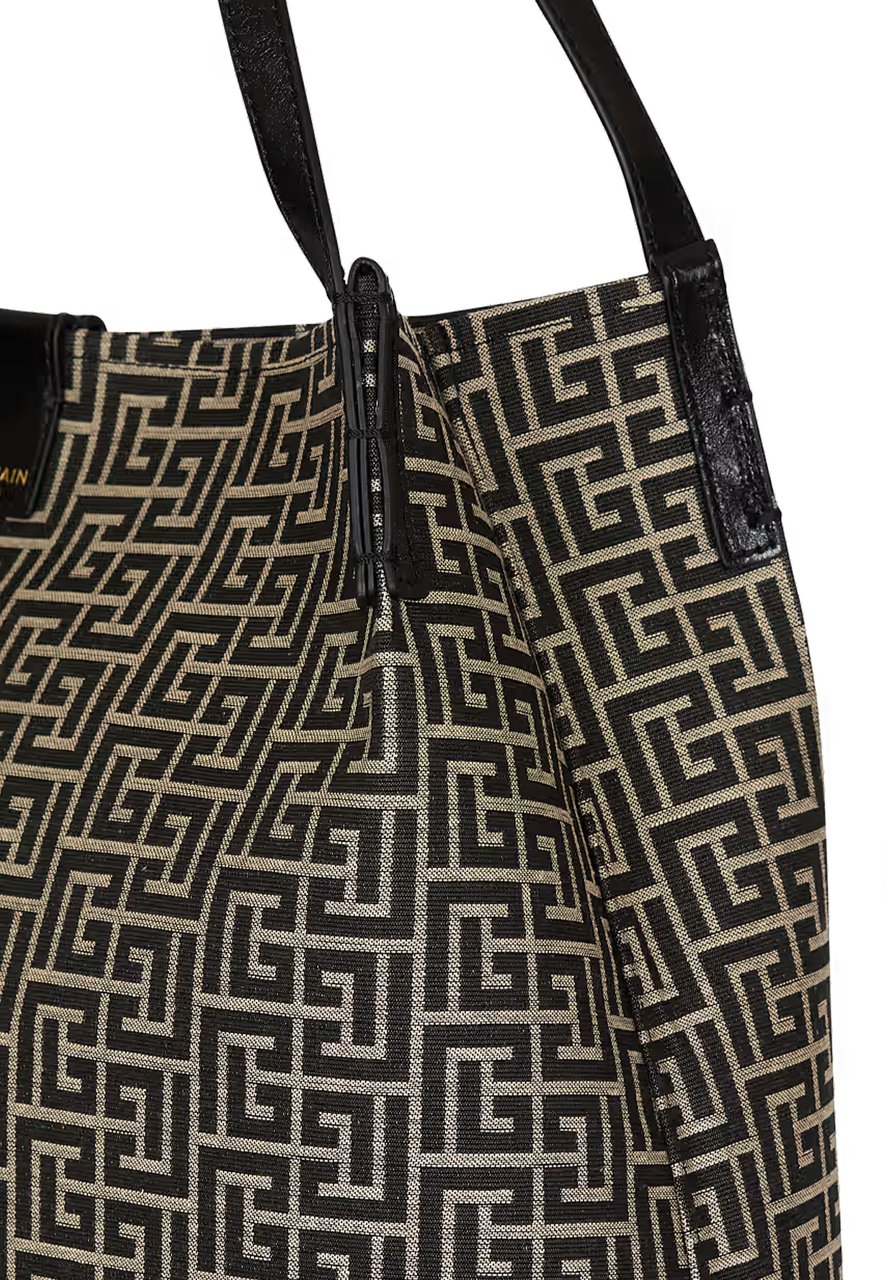 Balmain Large Geometric Maze Pattern Tote Bag Grijs