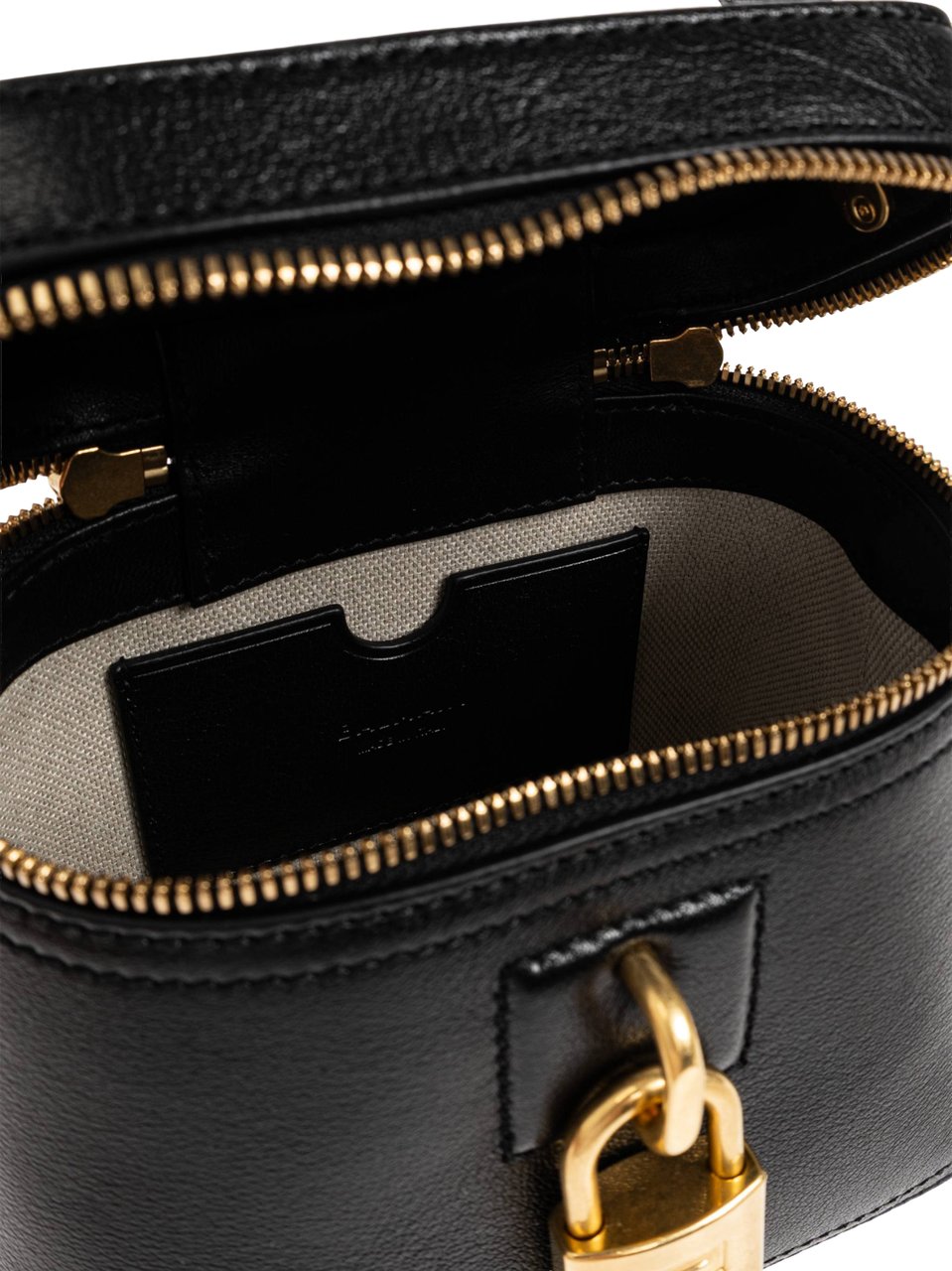 Balmain Black Zipped MM Leather Shoulder Bag Zwart