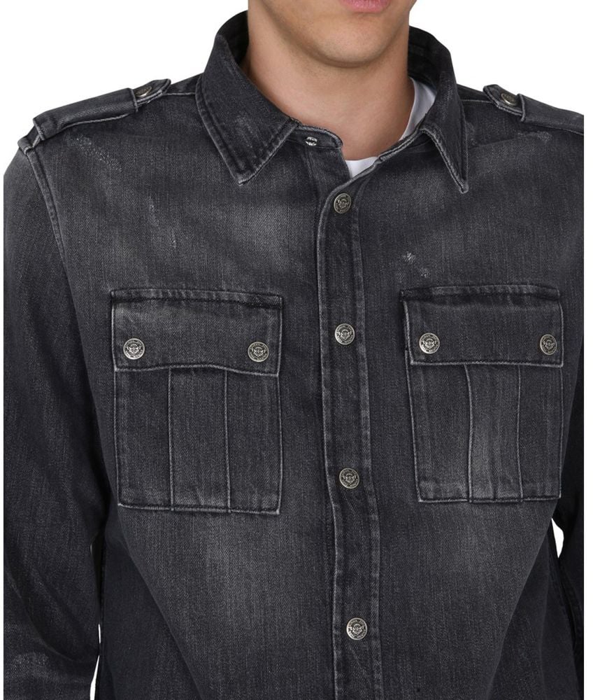Balmain Balmain Black Denim Shirt Zwart