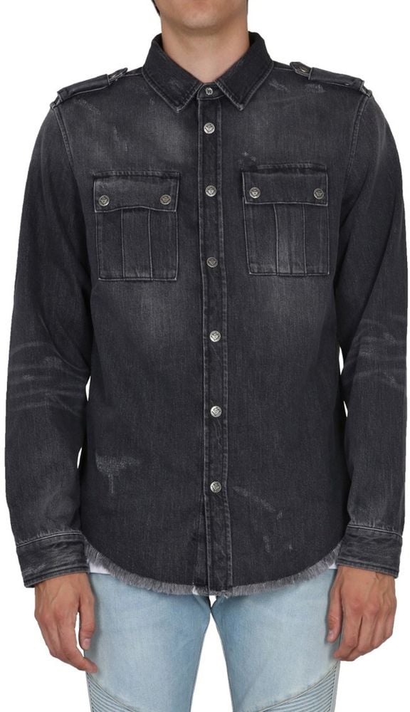 Balmain Balmain Black Denim Shirt Zwart