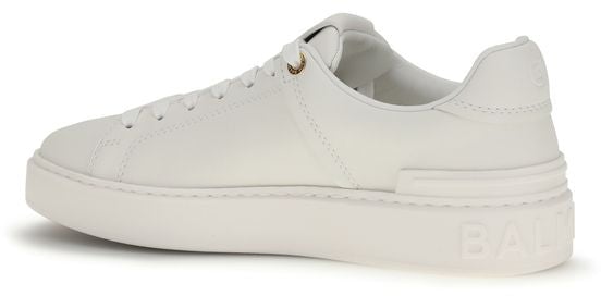 Balmain White Calf Leather Bos Taurus Low Top Sneakers Wit