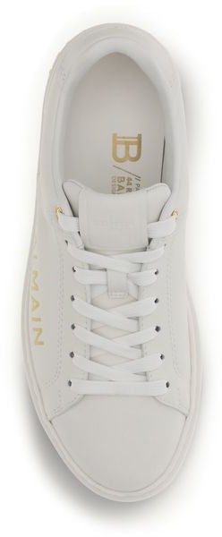 Balmain White Calf Leather Bos Taurus Low Top Sneakers Wit