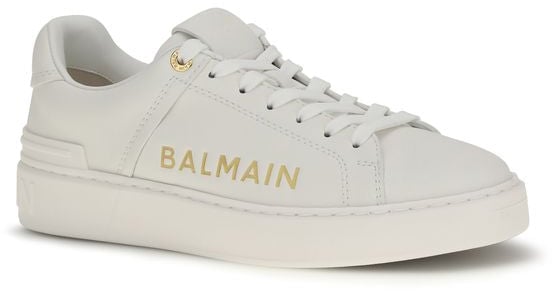 Balmain White Calf Leather Bos Taurus Low Top Sneakers Wit