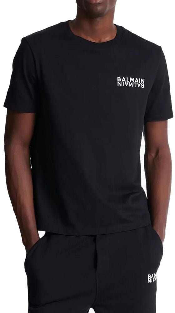 Balmain Balmain Black Cotton T-Shirt Zwart