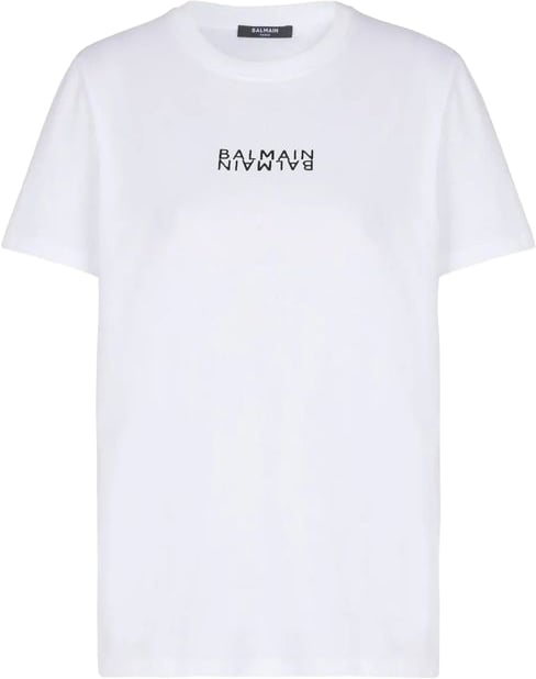 Balmain Balmain White Cotton T-Shirt Wit