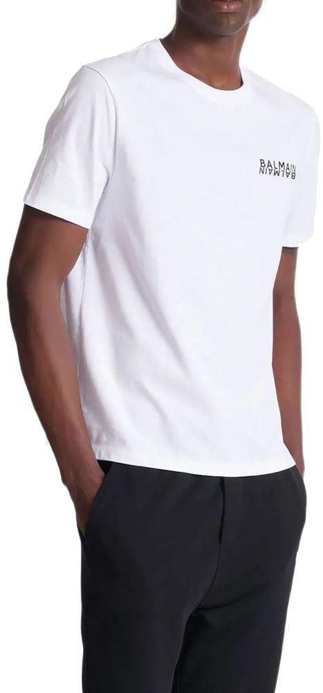Balmain Balmain White Cotton T-Shirt Wit