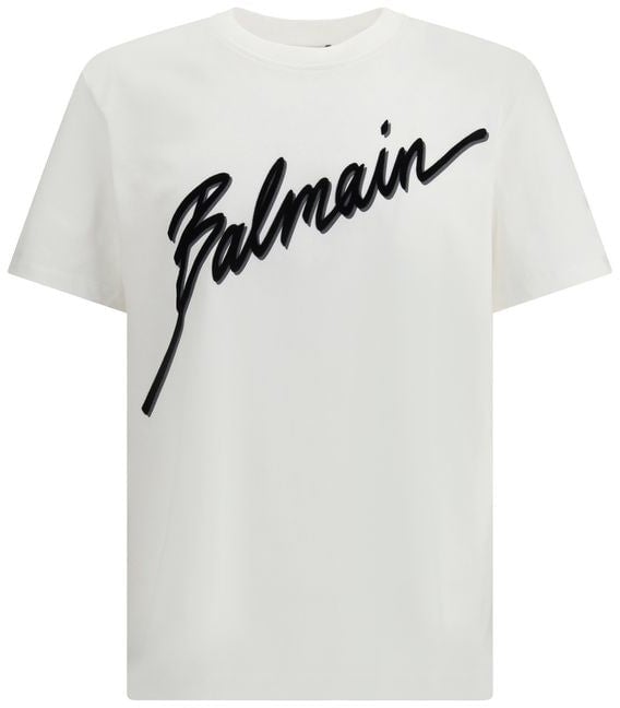 Balmain Balmain White Cotton T-Shirt Wit