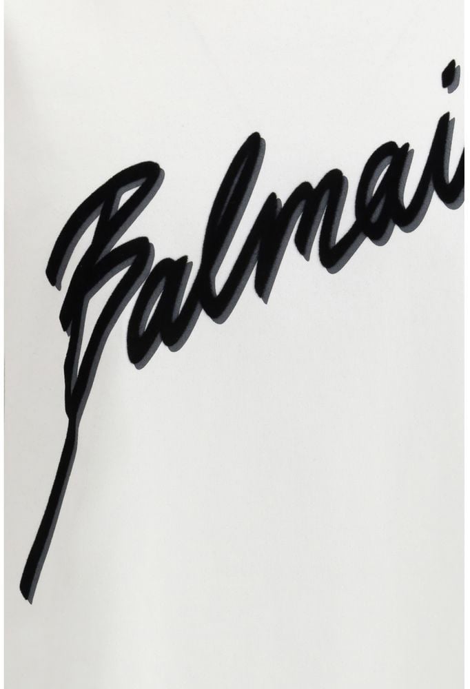 Balmain Balmain White Cotton T-Shirt Wit