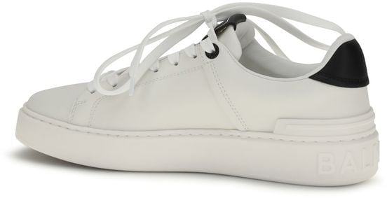 Balmain Black Calf Leather Bos Taurus Low Top Sneakers Zwart