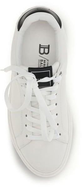 Balmain Black Calf Leather Bos Taurus Low Top Sneakers Zwart